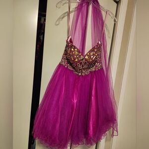 Strapless Beaded Pink Homecoming Dress